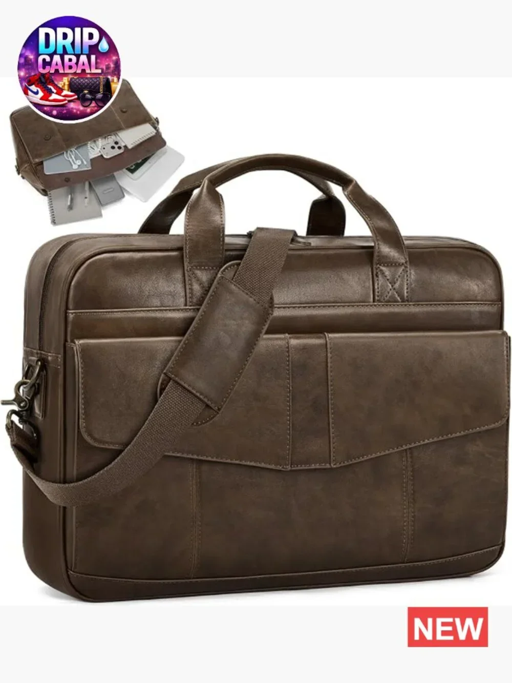 Vintage PU Leather Messenger Bag, 16